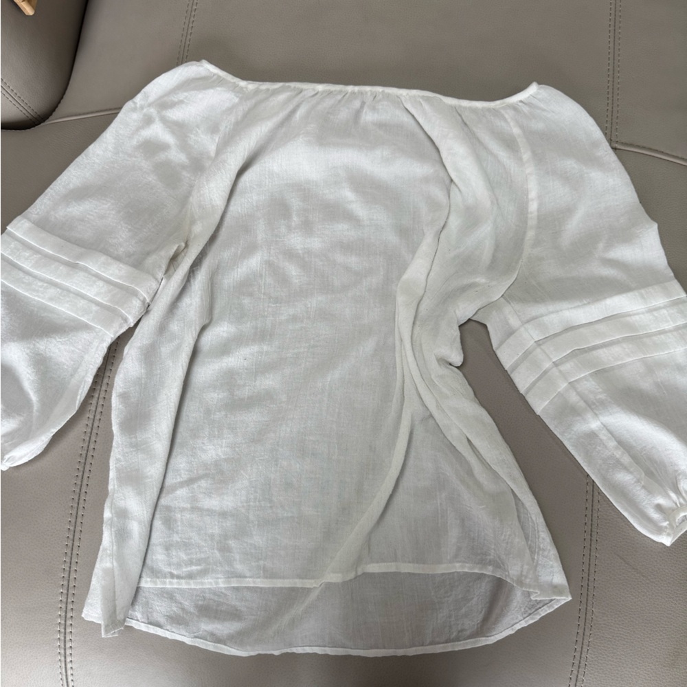 Loft Boatneck white semi sheer shirt in medium